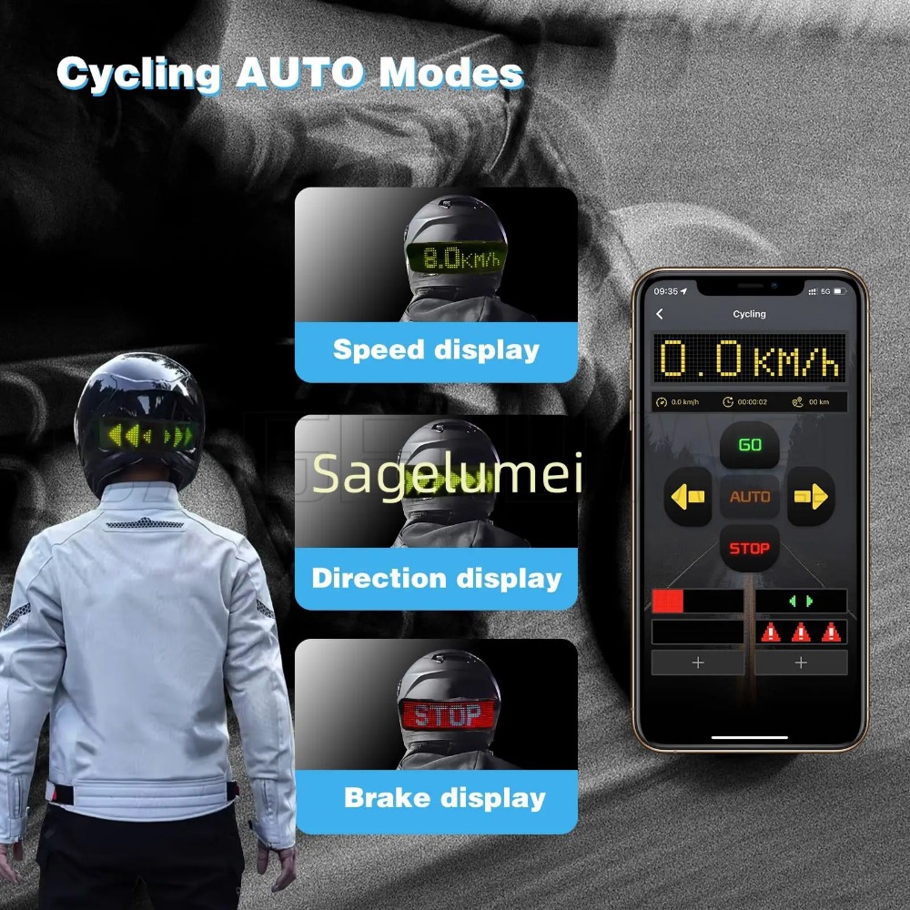 Kasklar için LED ekran, polis  - Mountain Biking App incelemesi ve fiyatı